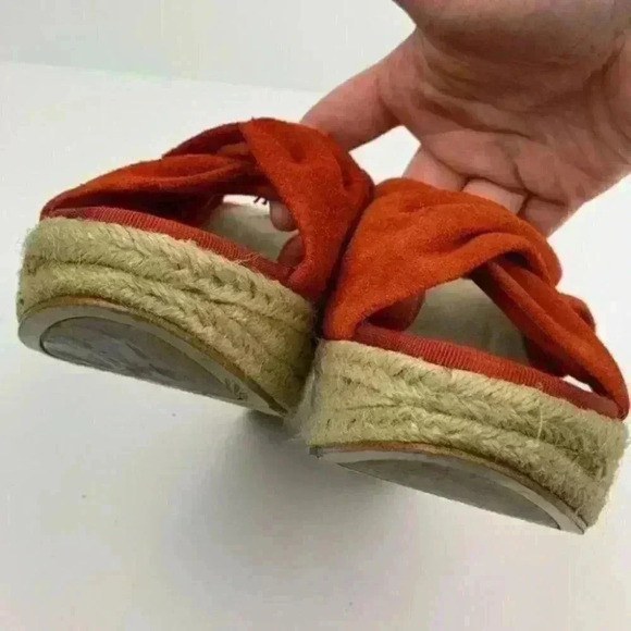 Nine west sandals sz 8 Wntgnitiontj burnt orange suede wedge espadrilles - Picture 7 of 9